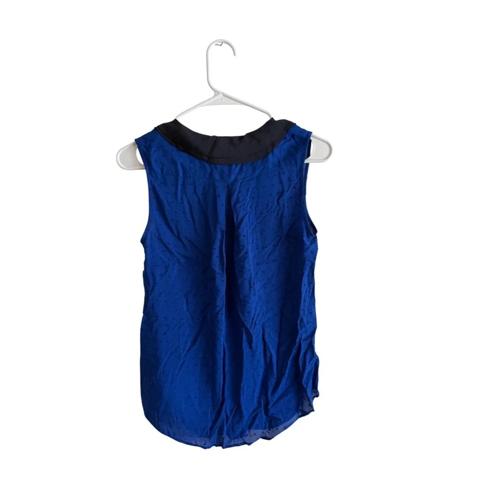 Anthropologie Postmark Royal Blue Peter Pan Collar Silk Trim Blouse Size‎ 0